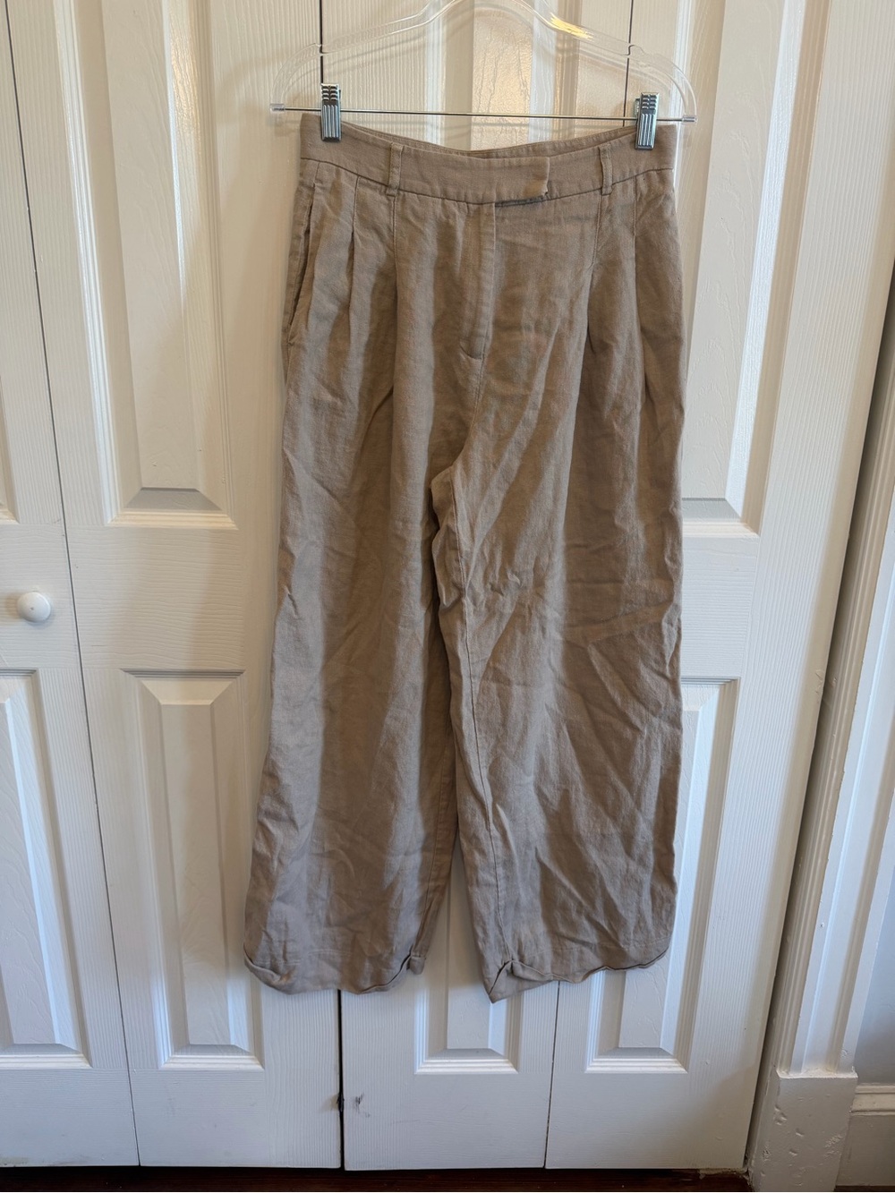Free People Wide Leg Linen Pant Tan Size 0
